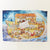 Noah's Ark silk with colorful illustration on a white background