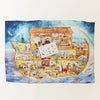Noah's Ark blanket with colorful illustration on a white background