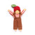 Toy figure wearing a red hat, striped shirt, and brown overalls on a white background