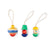 Three colorful wooden bead toys with hanging loops, displayed on a clean white background.
