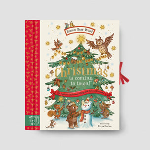 Magic Cat Book cover of 'Brown Bear, Brown Bear, What Do You See?' with Christmas theme on a gray background