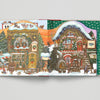 Decorative calendar with gingerbread house design on a gray background