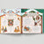 Illustrated book open to a Christmas-themed page with Santa Claus and animals.
