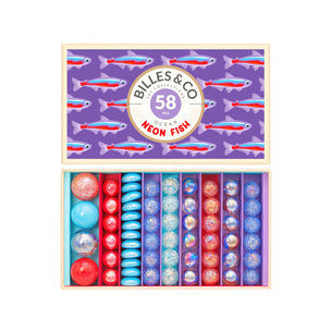 Billes & Co Set of 58 Neon Fish Marbles