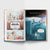 Open book with illustrated pages featuring a bear character and space-themed images.