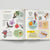 Open book with educational illustrations on pollination on a white background