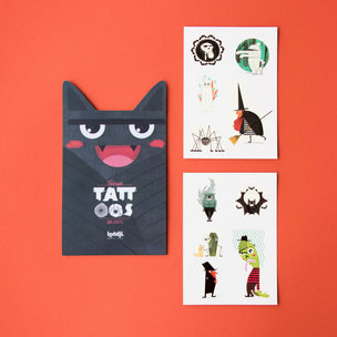 Londji Terror Tattoo book and sheets on a red background