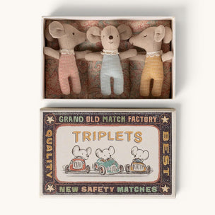 Maileg | Baby mice Triplets in matchbox Checker
