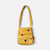 A small mustard yellow Maileg Medium mouse shoulder bag designed to look like a cheese slice, featuring faux leather holes and a single strap, shown on a light gray background.