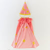 Sarah's Silks Pink wizard costume with yellow accents on a white background