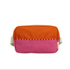 Two-toned orange and pink pouch on a white background