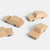 Set of wooden toy cars on a white background
