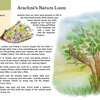 Page from a craft activity magazine titled 'Arachne's Nature Loom' with illustrations and text about nature and weaving.