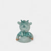 Plush toy with a green outfit on a white background