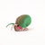 A 3D cardboard DIY model of a snail, constructed with layered wooden slats, featuring a brown body, green head and ear, and pink and white stripes on the face, set against a plain white background.