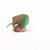 A 3D cardboard DIY model of a snail, constructed with layered wooden slats, featuring a brown body, green head and ear, and pink and white stripes on the face, set against a plain white background.