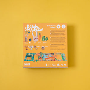 Londji Board game box titled 'Ready, Steady, Go!' on a yellow background