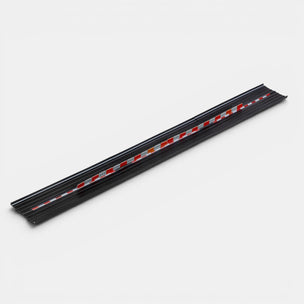 Long, narrow road track with red and white accents on a white background