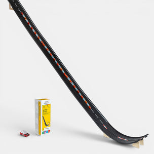 Roadworks Playset | SuperSpeedToy race track with a car and packaging on a white background