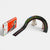Toy race track set with a curved section and packaging on a white background