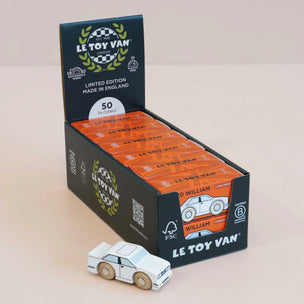 Le Toy Van toy car packaging with a single car model displayed in front.