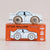 Wooden toy car on top of its packaging box with 'GT120 WILLIAM' branding.