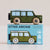 Toy car with a matching box on a beige background