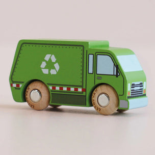 a green garbage toy truck