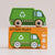 Green toy garbage truck on top of its packaging box with 'GT200 Rudy' branding.