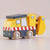 wooden toy digger facing the opposite way with a biege background 