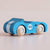 Blue toy car with white stripes and number 93 on a beige background
