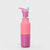 Pink and purple water bottle with a straw lid on a light gray background