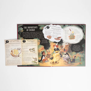 Educational board game with illustrations and text on a white background
