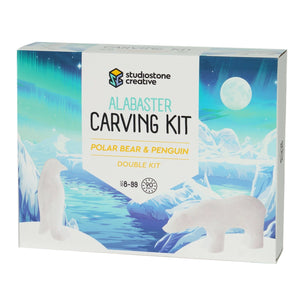Studiostone Creative Alabaster Carving Kit | Polar Bear & Penguin