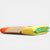 Roll of paper towels with orange, yellow, and green sections on a white background