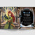 An open children's book spread showing illustrated pages about Freyja. The left page depicts a woman with long red hair in a green cloak holding a raven in an arched hall.