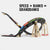 Toy car track set with a bridge and text 'SPEED + BANKS = GRANDBANKS' on a white background