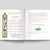 Open book with illustrated pages on a gray background