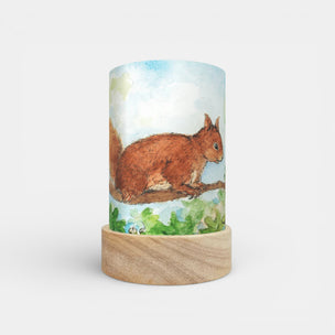 Lantern shade with a squirrel design on a white background