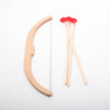 Wooden bow and arrow with red nocks on a white background