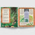 Open book showing illustrations and text about forest plants and animals on a white background