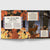 Open book showing illustrations of autumn-themed scenes with animals and nature elements.