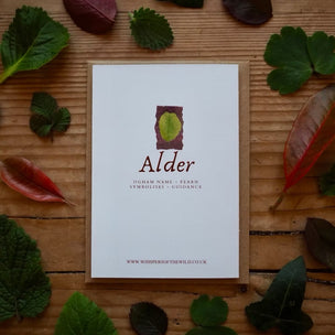 Alder Ogham leaf A7 greeting card by Cara Nicholls. 