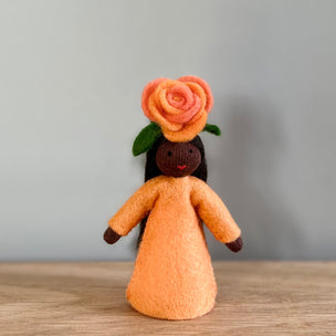 Felt Flower Fairy Orange Rose Dark Skin Tone | ©Conscious Craft