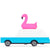 Candylab wooden toy wagon pictured from the side with a pink flamingo on the roof | Conscious Craft