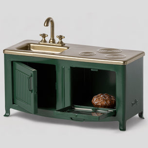 Maileg green kitchen with oven open