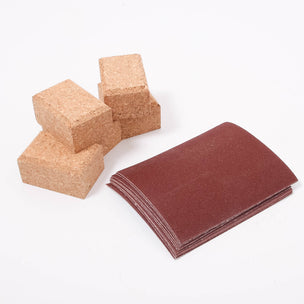 Corvus sanding block set with abrasive paper sheets