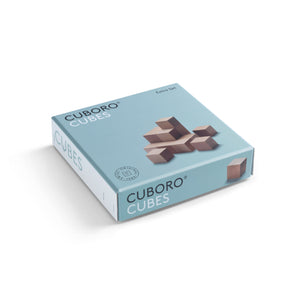 A blue box containing 16 Cuboro plain wooden Cubes | Conscious Craft