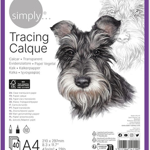 Daler Rowney Simply Tracing Calque pad with a dog illustration on the cover