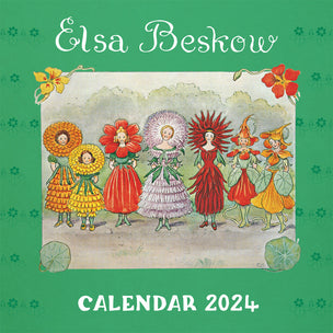 Front cover of Elsa Beskow Calendar 2024 showing 7 flower fairies | Conscious Craft